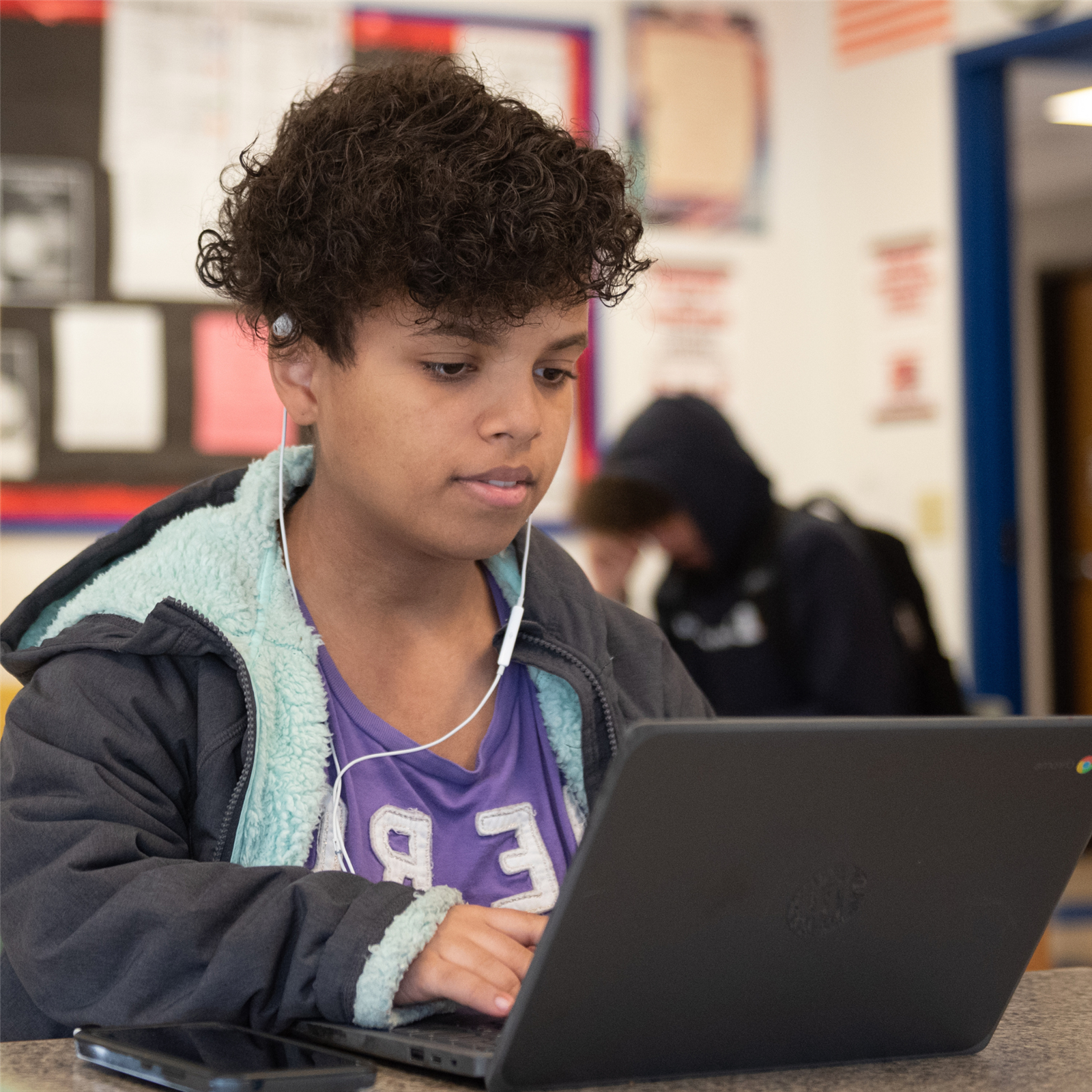 Student using a laptop
